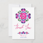 ピンクと青のメキシカンタイル ウェディングシャワー お礼 サンキューカード (正面)