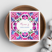 ピンクと青のメキシカンタイル ブライダルシャワーテーブルウェア スタンダードカクテルナプキン