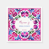 ピンクと青のメキシカンタイル ブライダルシャワー テーブルウェア スタンダードカクテルナプキン (正面)