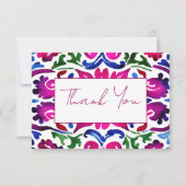 ピンクと青のメキシカン タレヴェラ タイルのウェディング サンクス サンキューカード (正面)