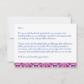 ピンクと青のメキシカン タレヴェラ タイルのウェディング サンクス サンキューカード (裏面)