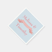 ピンクと青のリボン スタンダードカクテルナプキン (角)