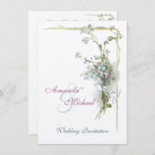 ピンクと青のワスレナグサの結婚式 招待状 (正面/裏面)