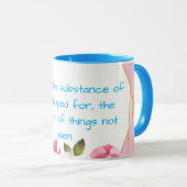 ピンクと青の信仰は宗教のマグカップ マグカップ (正面右)