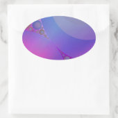 ピンクと青の円モザイク 楕円形シール (バッグ)