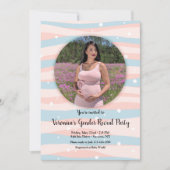 ピンクと青の写真の性別を示すパーティー 招待状 (正面)