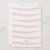 ピンクと青の写真の性別を示すパーティー 招待状 (裏面)