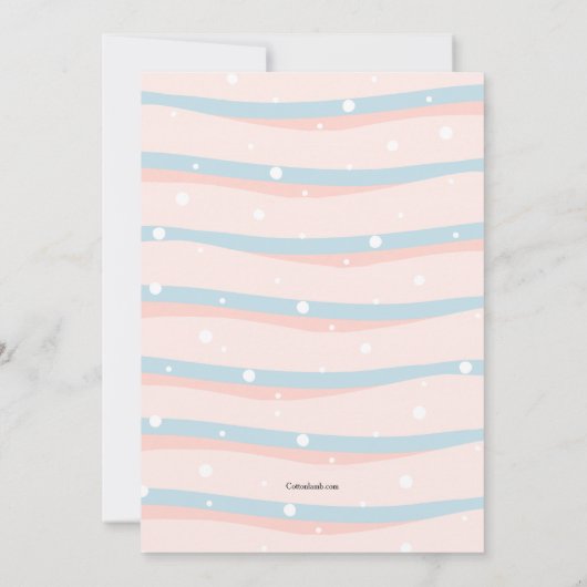 ピンクと青の写真の性別を示すパーティー 招待状 (裏面)