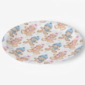 ピンクと青の冬のジンジャーブレッド性別の表示 ペーパープレート (アングル)