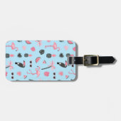 ピンクと青の夏の熱帯パターン ラゲッジタグ (正面横)