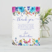 ピンクと青の夏の花結婚の数 サンキューカード (スタンド正面)