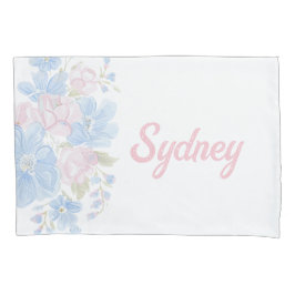 ピンクと青の大千年紀のリバーシブル | 名前 枕カバー