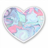 ピンクと青の大理石のテクスチャハートビニル シール (正面)