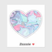ピンクと青の大理石のテクスチャハートビニル シール (シート)