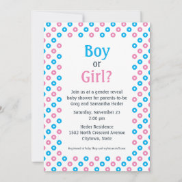 ピンクと青の対角ドット性別がシャワーを明らかにする 招待状