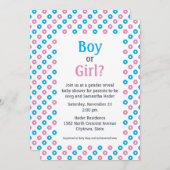 ピンクと青の対角ドット性別がシャワーを明らかにする 招待状 (正面/裏面)