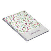 ピンクと青の小さな花のパターン ノートブック (右側)