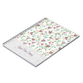 ピンクと青の小さな花のパターン ノートブック (左側)