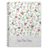 ピンクと青の小さな花のパターン ノートブック (正面)