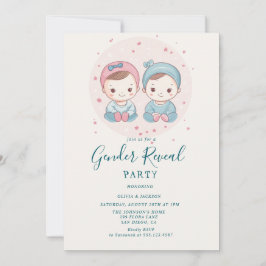 ピンクと青の少年または少女の性別を表示パーティー 招待状