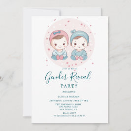 ピンクと青の少年または少女の性別を表示パーティー 招待状