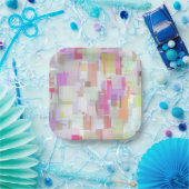 ピンクと青の幾何学的な抽象化 ペーパープレート (パーティー)