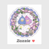 ピンクと青の愛の鳥ダイカットシールデカール シール (シート)