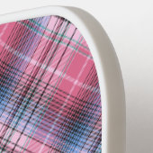 ピンクと青の格子縞 ピックルボールラケット (左詳細)