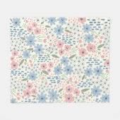 ピンクと青の植物学 フリースブランケット (正面(横))