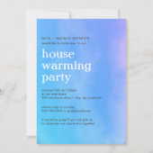 ピンクと青の水の色の家の暖かいパーティーInvite 招待状 (正面)