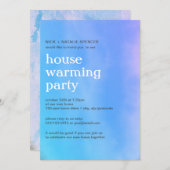 ピンクと青の水の色の家の暖かいパーティーInvite 招待状 (正面/裏面)