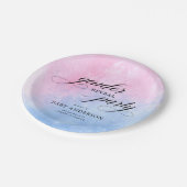 ピンクと青の水彩色の性の表示パーティー ペーパープレート (アングル)