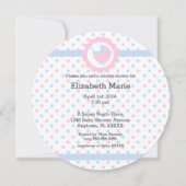 ピンクと青の水玉模様-ベビーシャワー-ラウンド 招待状 (正面)