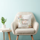 ピンクと青の水色のフローラの投げ結婚ピル クッション (椅子)