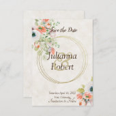 ピンクと青の水色のフローラは、日付inviを保存 招待状 (正面/裏面)