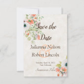 ピンクと青の水色のフローラは、日付inviを保存 招待状 (正面)
