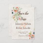 ピンクと青の水色のフローラは、日付inviを保存 招待状 (正面/裏面)