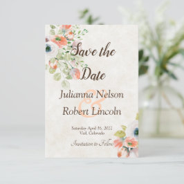 ピンクと青の水色のフローラは、日付inviを保存 招待状