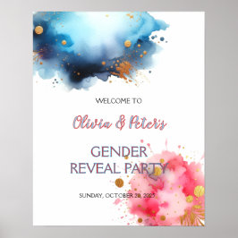 ピンクと青の水色の性別の明け ポスター