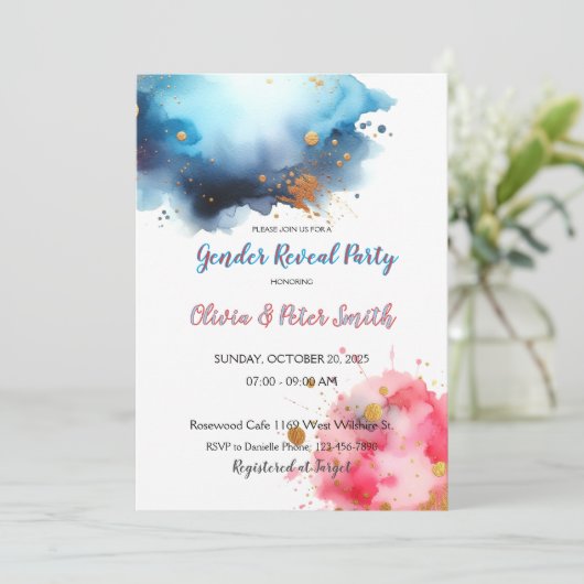 ピンクと青の水色の性別の明け 招待状 (スタンド正面)