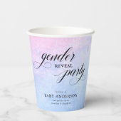 ピンクと青の水色の性別表示パーティー 紙コップ (裏面)