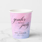 ピンクと青の水色の性別表示パーティー 紙コップ (正面)