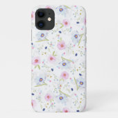 ピンクと青の水色の花模様電話ケース Case-Mate iPhoneケース (裏面)
