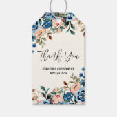 ピンクと青の水色の花結婚の色 ギフトタグ (正面)