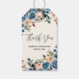 ピンクと青の水色の花結婚の色 ギフトタグ