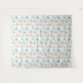 ピンクと青の水色の花。 タペストリー (正面(横))