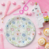 ピンクと青の水色の花。 ペーパープレート (パーティー)