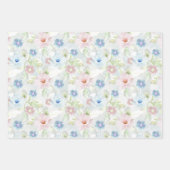 ピンクと青の水色の花。 ラッピングペーパーシート (正面)