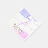 ピンクと青の水色の金ゴールドスクリプト性別の表示 スタンダードカクテルナプキン (角)