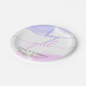 ピンクと青の水色の金ゴールドスクリプト性別の表示 ペーパープレート (アングル)